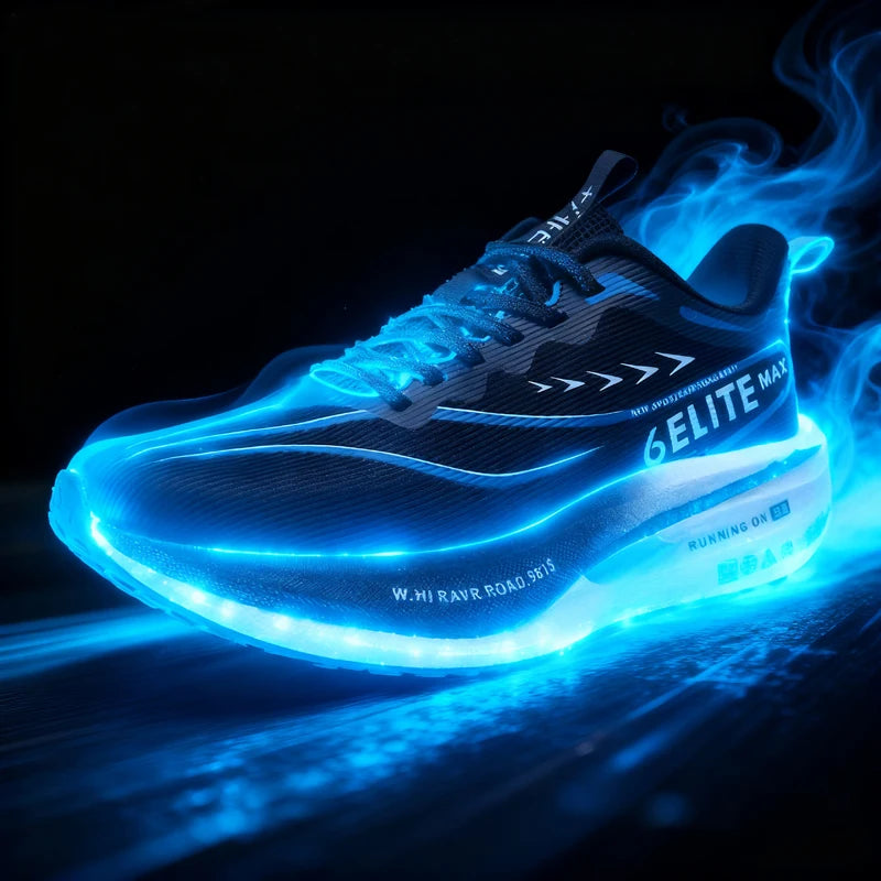 Air Mesh Running Shoes Carbon Plate Marathon Lightweight Breathable Nonskid — Emerald Green | KIMLUD