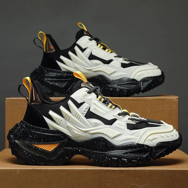 Men's Sport Shoes Thick Bottom Casual Style Fall Fashion Trendy Brand Hong Kong Style Old Dad Shoes Breathable Mesh Upper