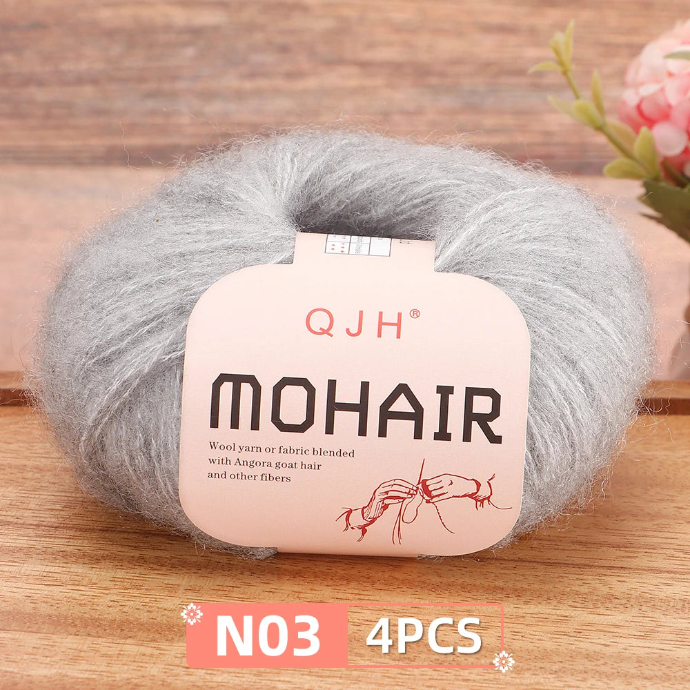 Mohair Yarn Set 4-Skein Bundle, 130m Each — Multicolor | KIMLUD