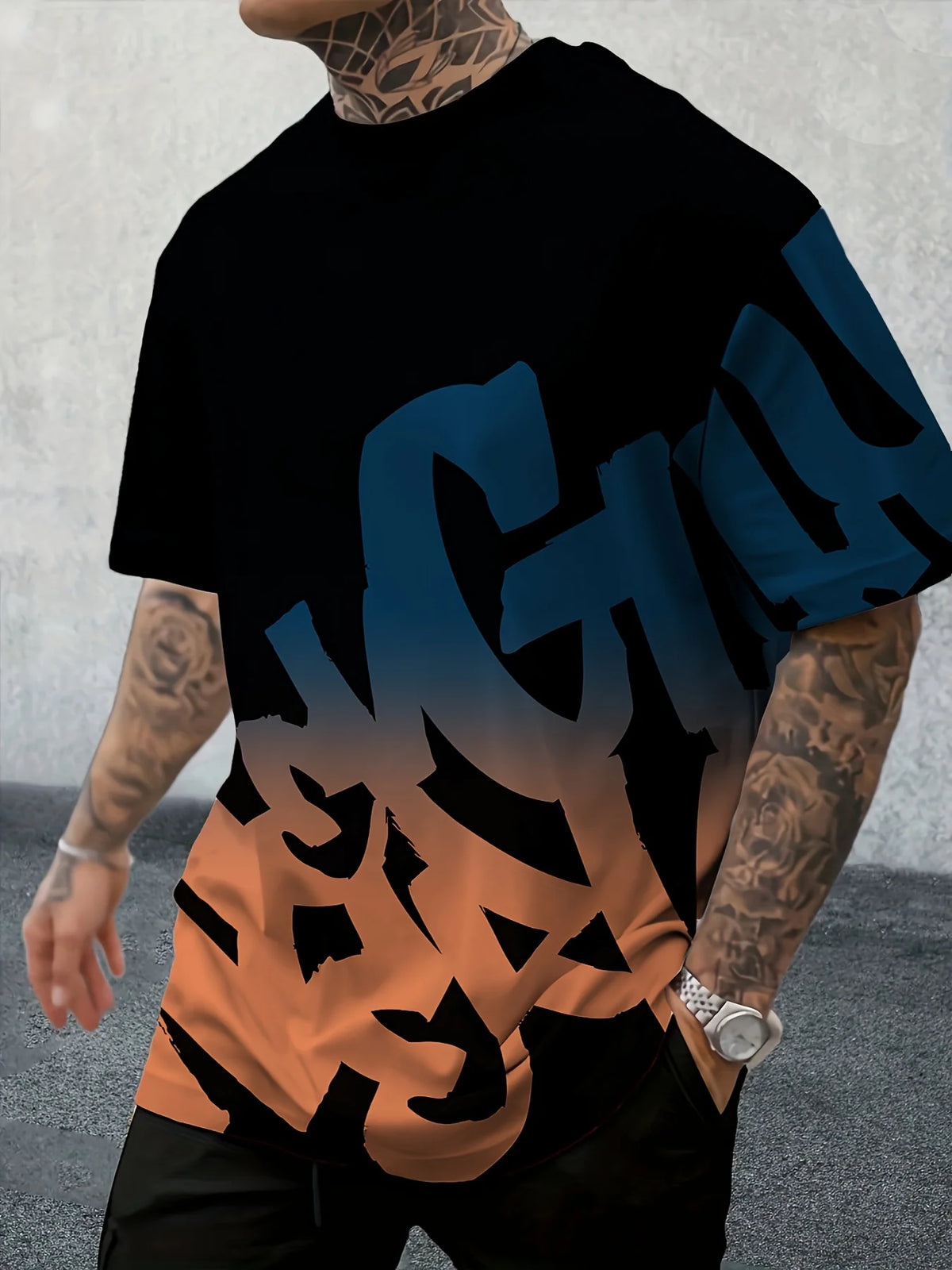 2025 New Summer Personalized Letter Printed Comfortable and Breathable Round Neck T-shirt Outdoor High Street Top