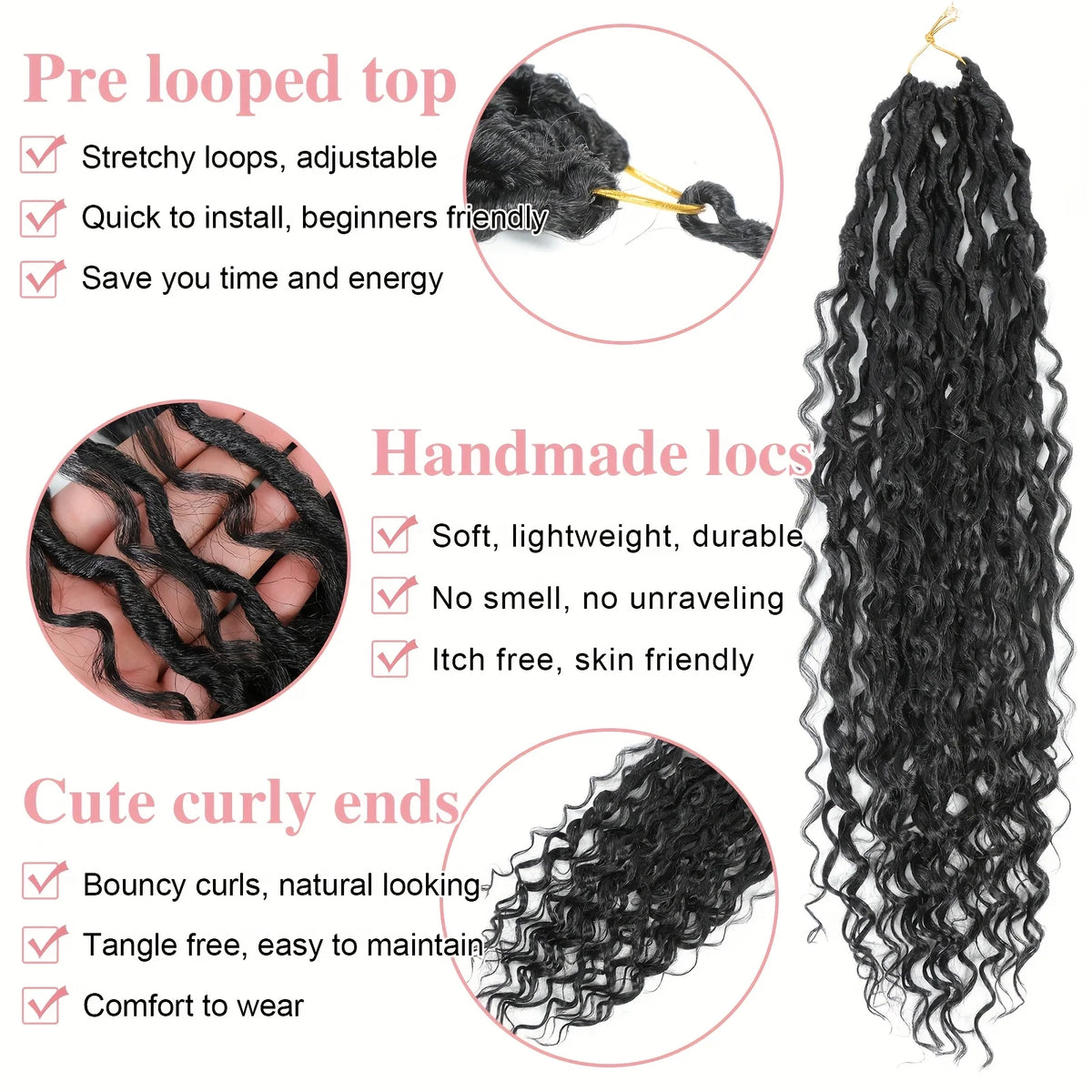 Goddess Locs Crochet Hair – Boho River Locs Curly Ends – Piano Color | KIMLUD