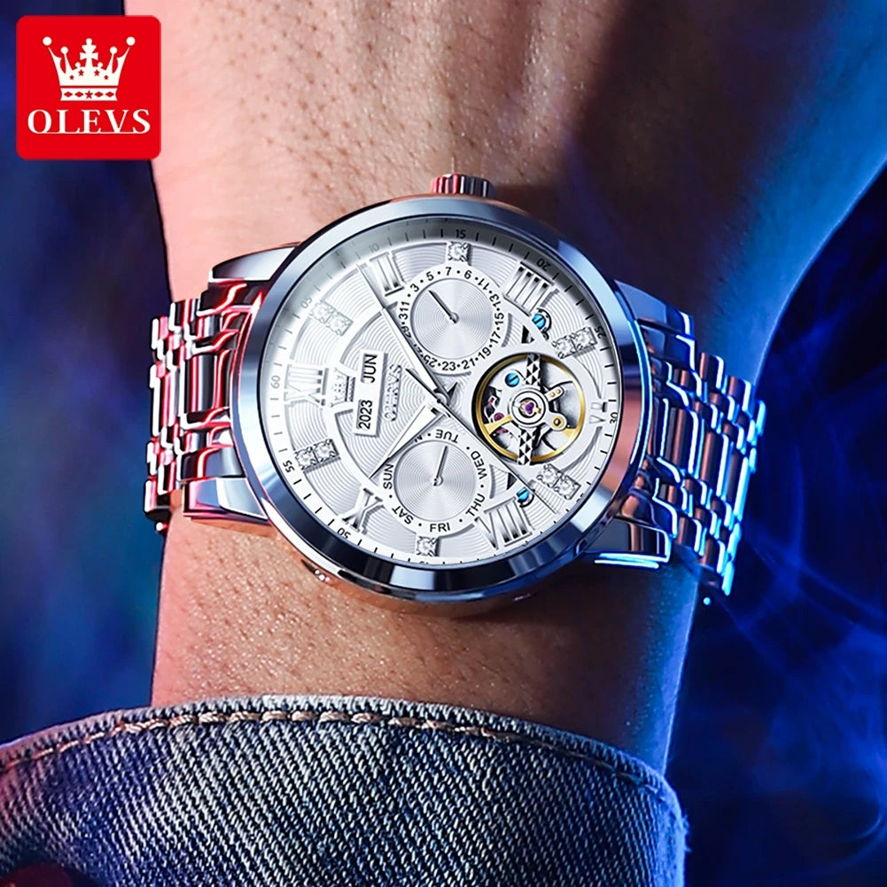 Stainless Steel Automatic Wristwatch — Black | KIMLUD