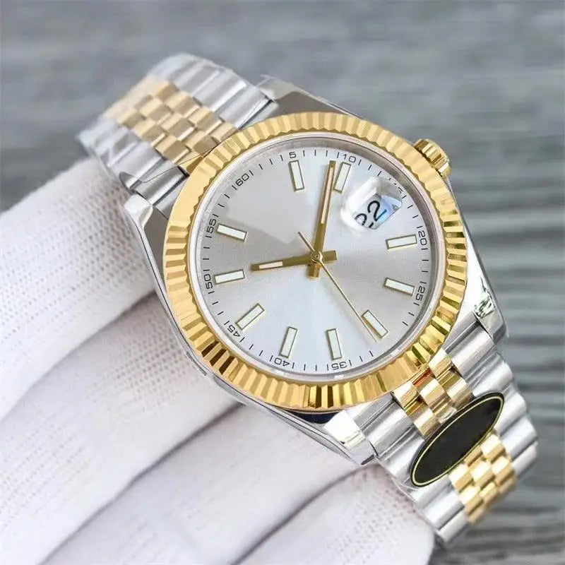 Automatic Watch for Men Mechanical Watches Stainless Steel Carved Calendar Gold Black White Waterproof Luxury Classic Business