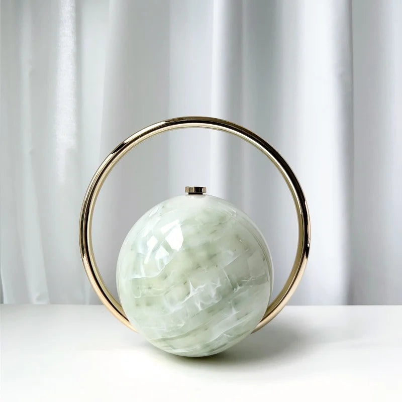 Marble Pattern Spherical Banquet Bag Electroplated Handle — Marble | KIMLUD