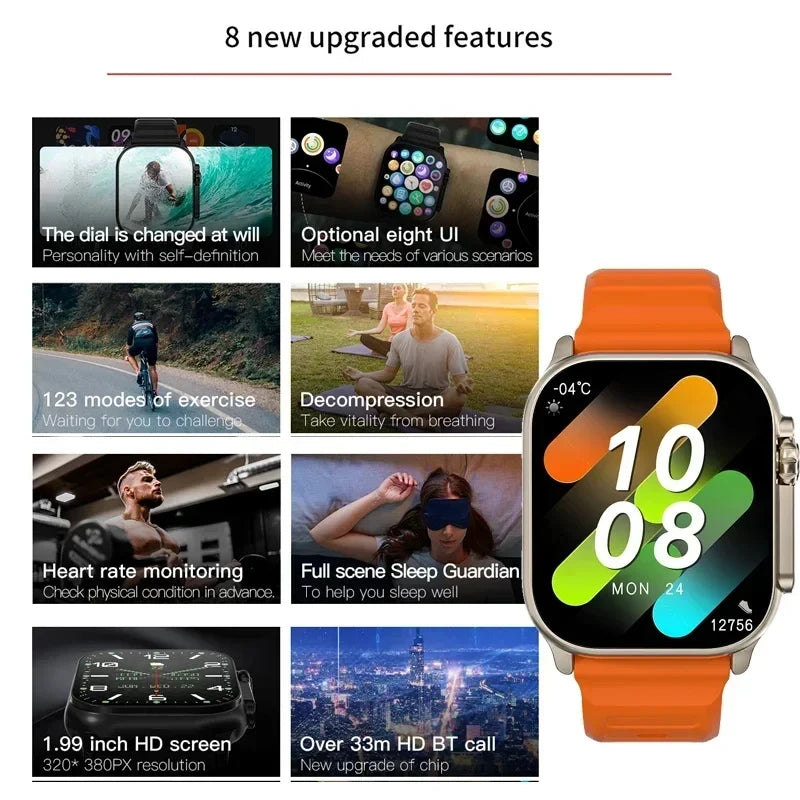 LAXASFIT New T800 U2 Smart Watch Men's Women's Sports Tracking Bluetooth Talk BT Music Game Wireless Charging Smart Watch