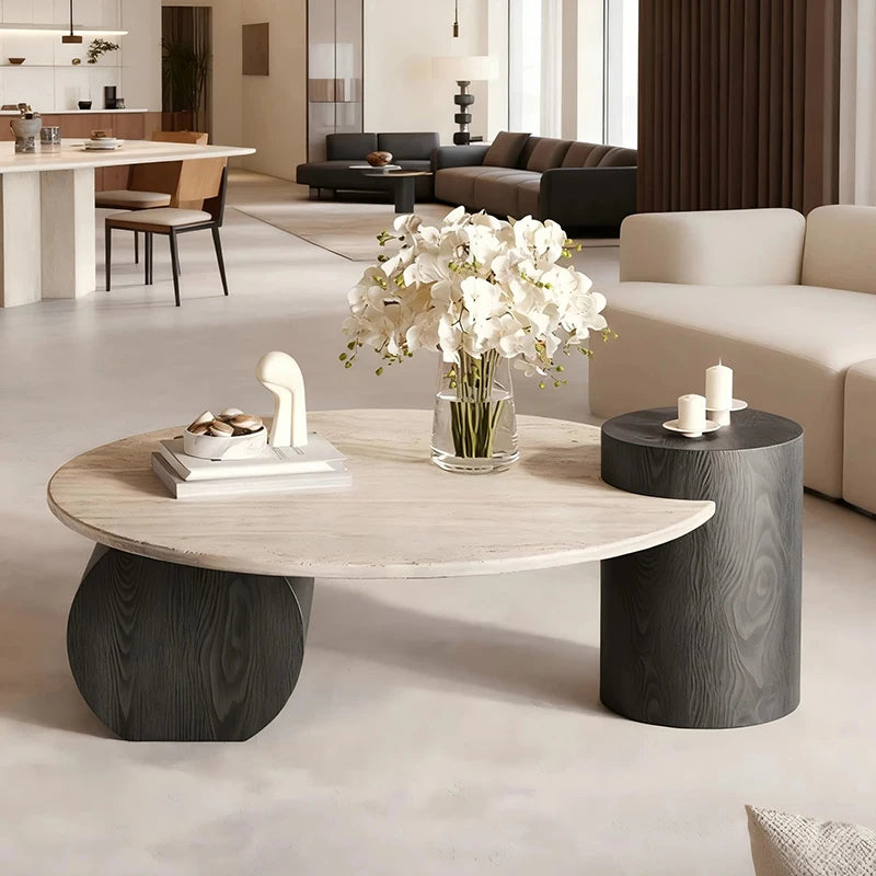 Antique Wood Coffee Table Designer Minimalist Aesthetic — Ivory | KIMLUD