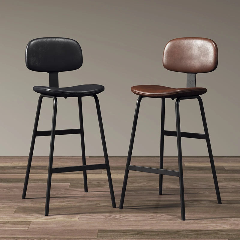 Industrial Wrought-Iron Bar Stool Soft Bag Seat — Black | KIMLUD