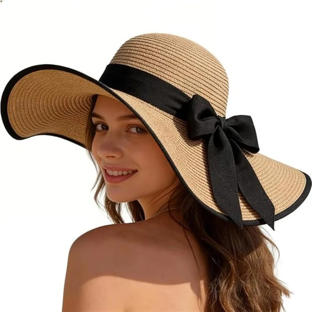 Polyester Wide Brim Foldable Hat — Natural | KIMLUD