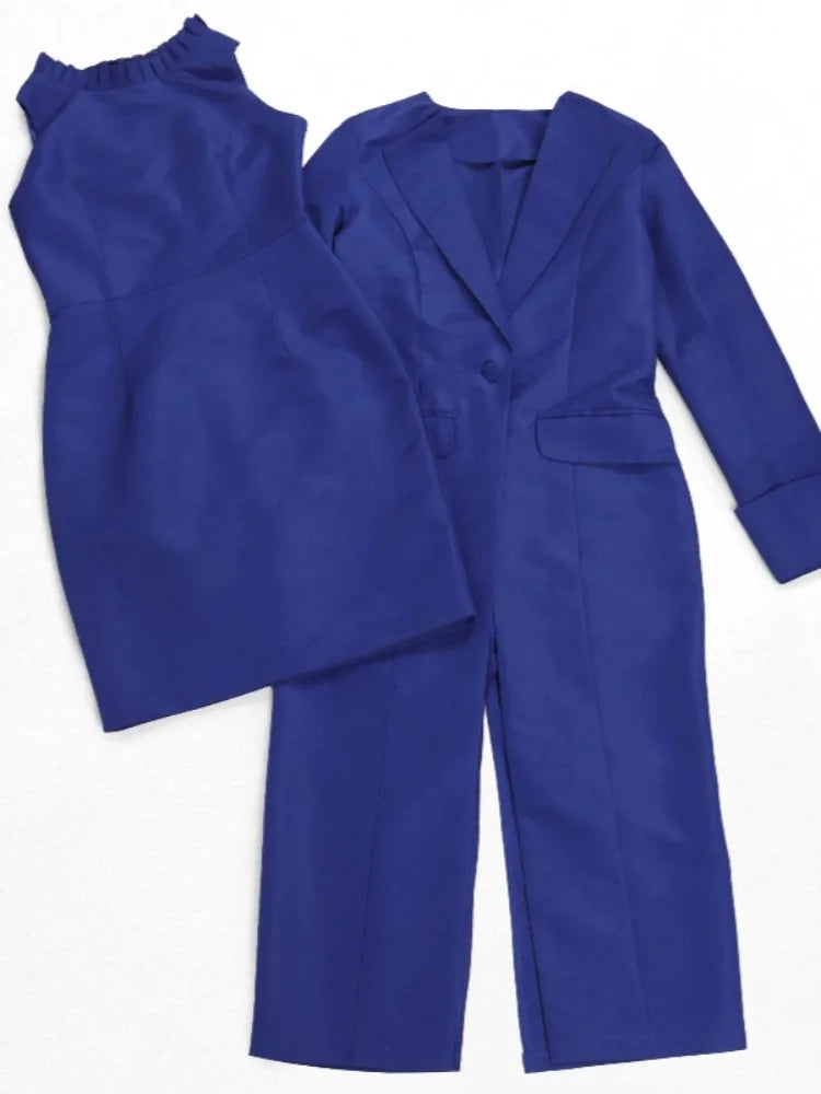 XTOCEAN Women's Set Full Sleeve Long Blazer Coat+ Long Dress Suit  Winter Streetwear Two 2 Piece Set Africa OL Work Outfits