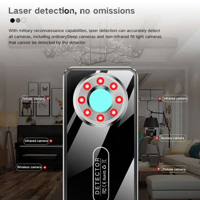 Sleek Stainless Anti Spy Detector Portable — Black | KIMLUD