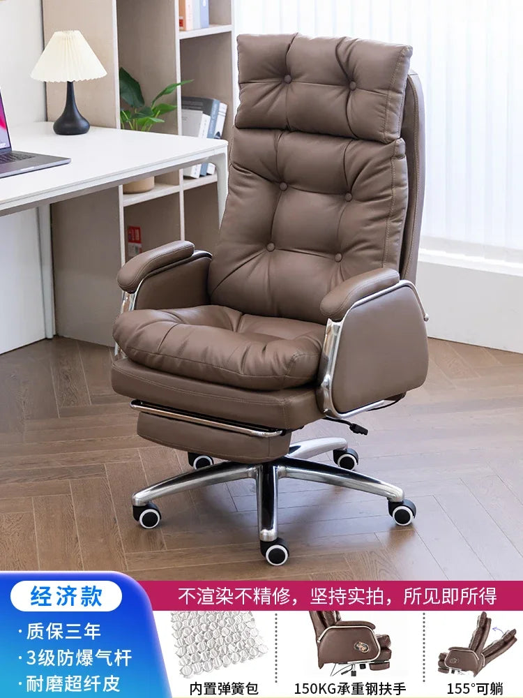 Leather Executive Chair — Tufted High-Back Recliner — Dark Brown | KIMLUD