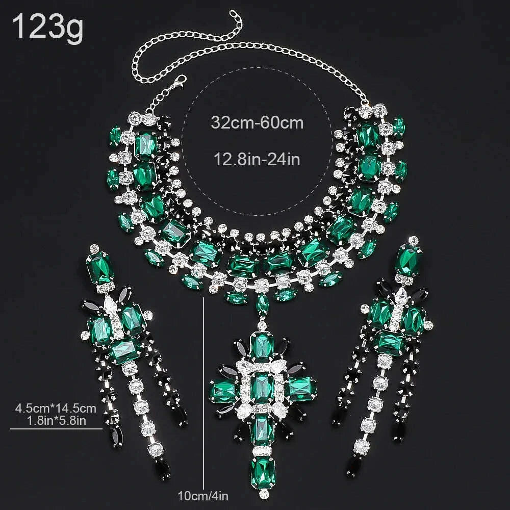 xsbody-large-cross-pendant-choker-green-crystal-bridal-accessories-fashion-geometric-rhinestone-necklace-earrings-set-piercingkimlud-womens-fashion-34627521