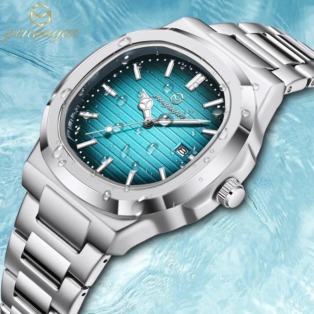 Men Luxury Watch Business Waterproof Male Clock Luminous Date Stainless Steel Square Quartz Men Watch reloj hombre