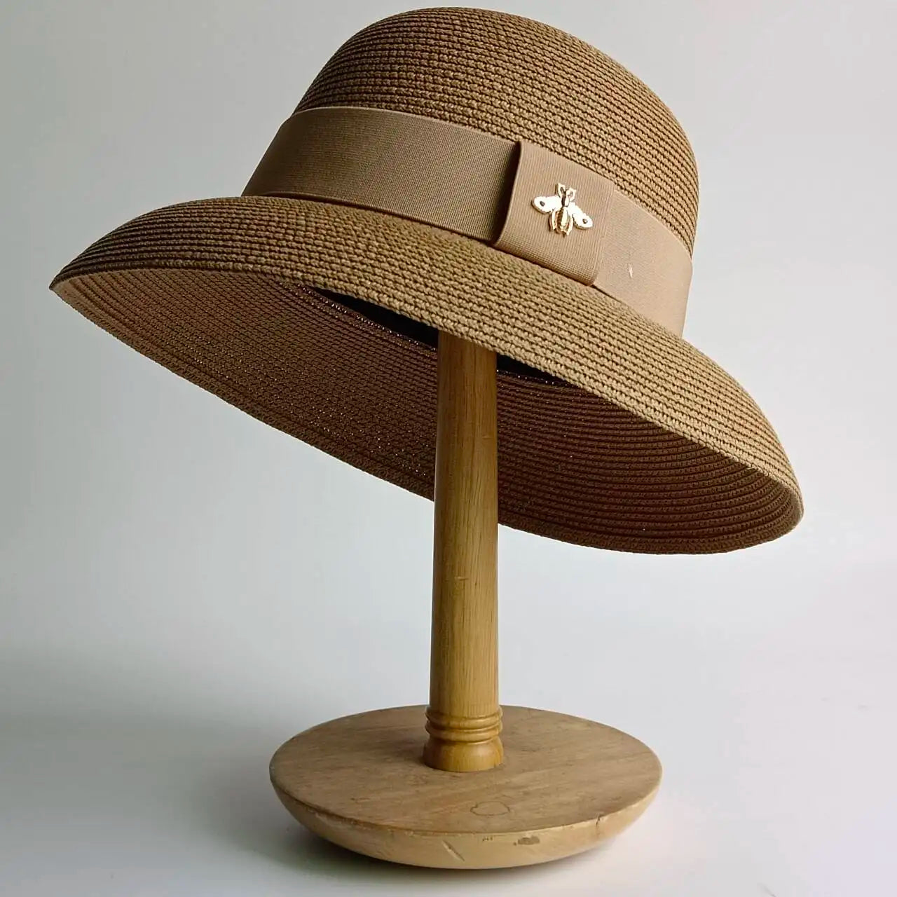Straw Hepburn Style Solid Sun Hat — Natural | KIMLUD