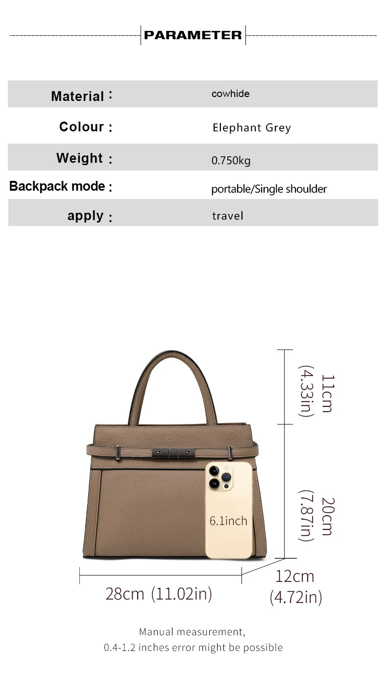 Tote Bag – Minimalist Litchi Grain – Genuine Leather | KIMLUD