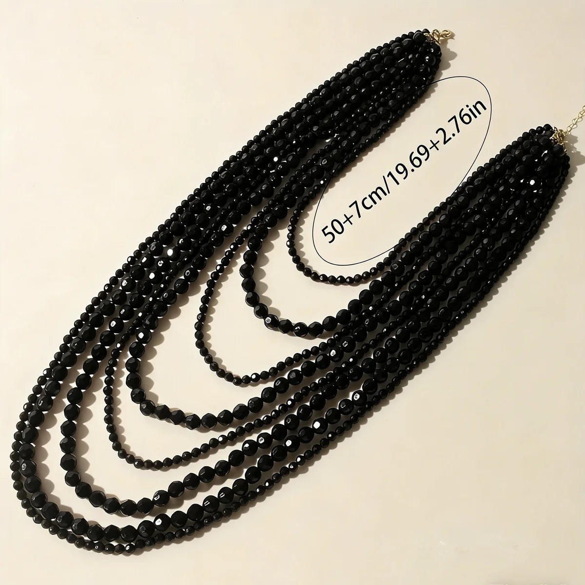 Necklaces – Multi-Layer Bohemian Style – Acrylic Beaded – Black | KIMLUD