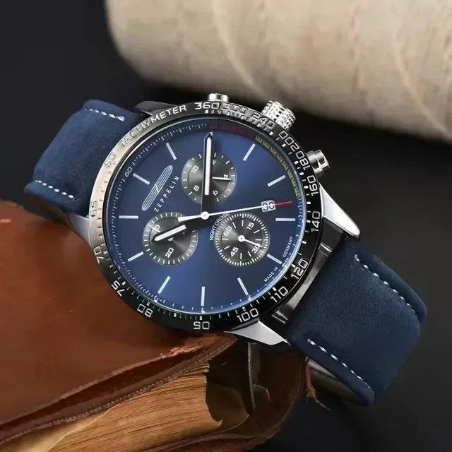 Elegant Zeppelin Luxury Chronograph Men’s Watch Classic Retro Design Multi Functional Business Wristwatch Fashion Timepiece