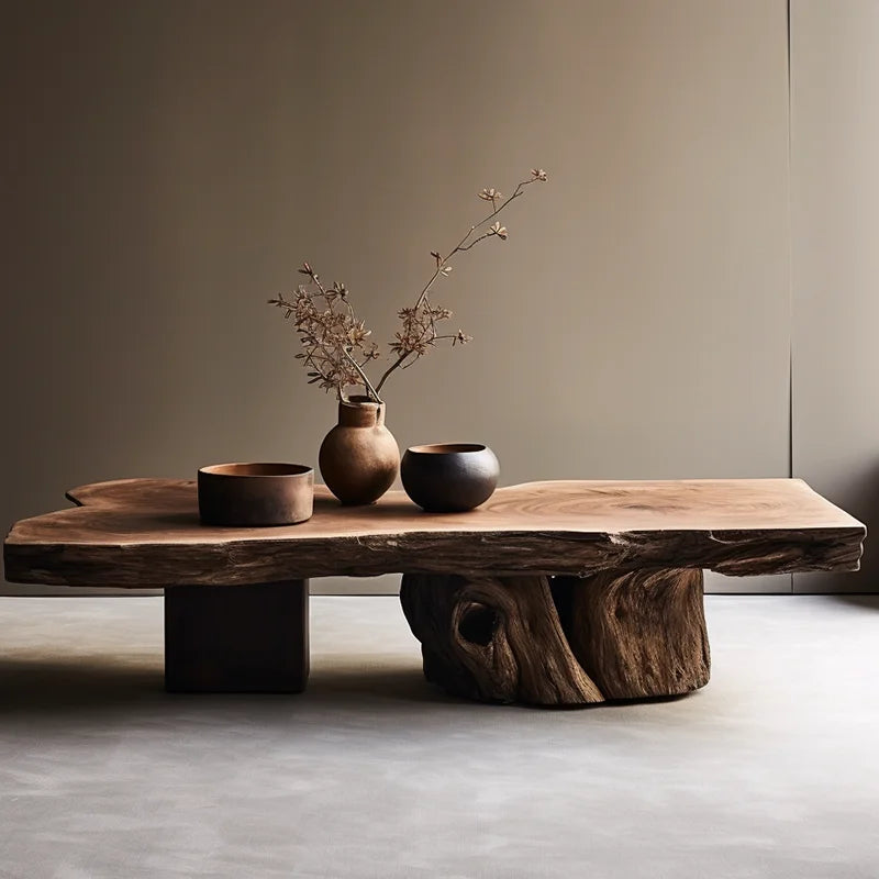 Solid Wood Coffee Table Minimalist Modern — Natural Wood | KIMLUD