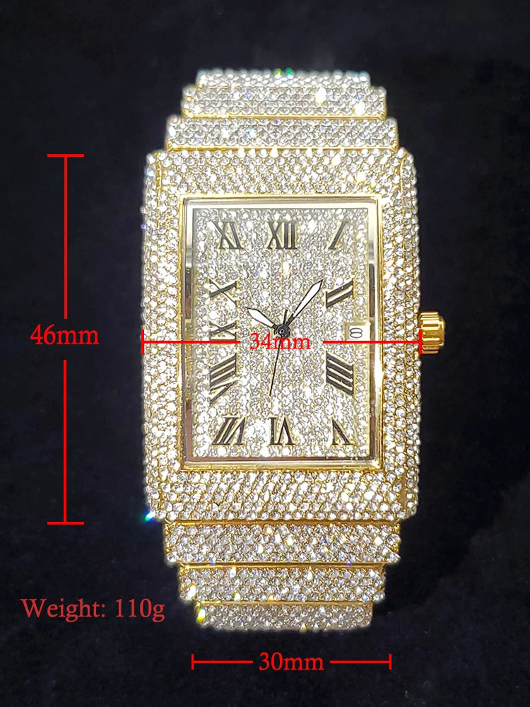Gold-Tone Premium Rectangle Dial Watch — Gold | KIMLUD