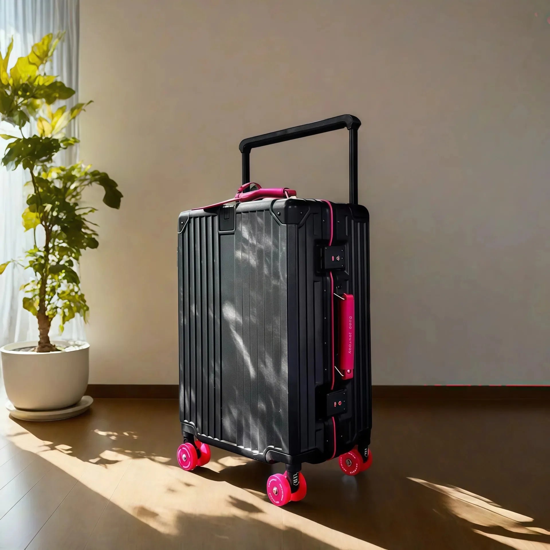 Wide Handlebar Travel Balance Trolley Suitcase with Colorful Silent Wheels TSA Lock Rolling Luggage Large Capacity PC Material