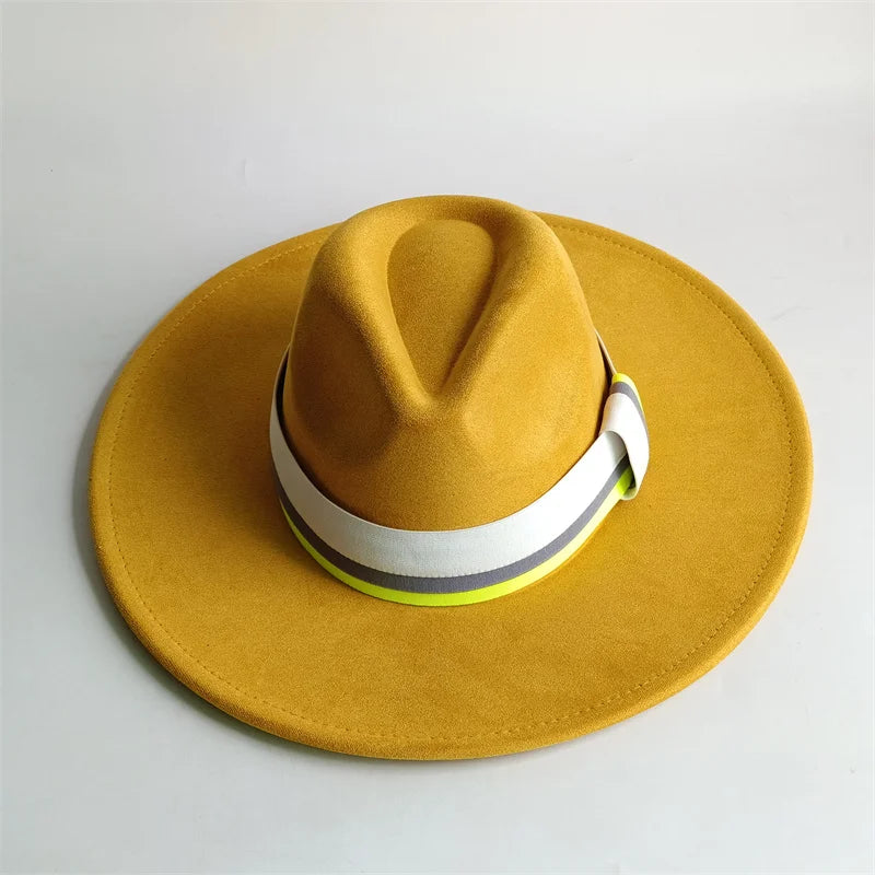 Suede Fedora Hat Wide Brim — Grayish Brown | KIMLUD