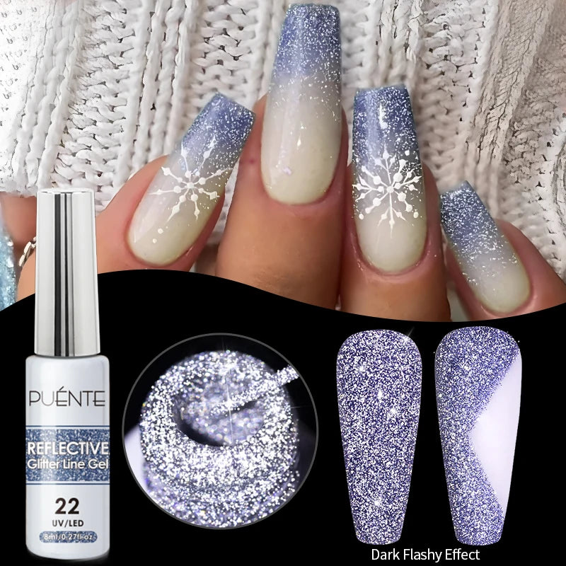 Reflective Glitter Gel Nail Polish Multidimensional Holographic Sparkle, UV-Curable Finish — Pink Lilac | KIMLUD