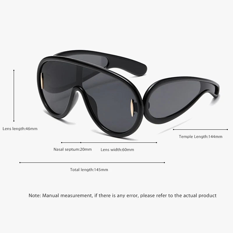 Steampunk Oversized Sunglasses UV400 — Black | KIMLUD