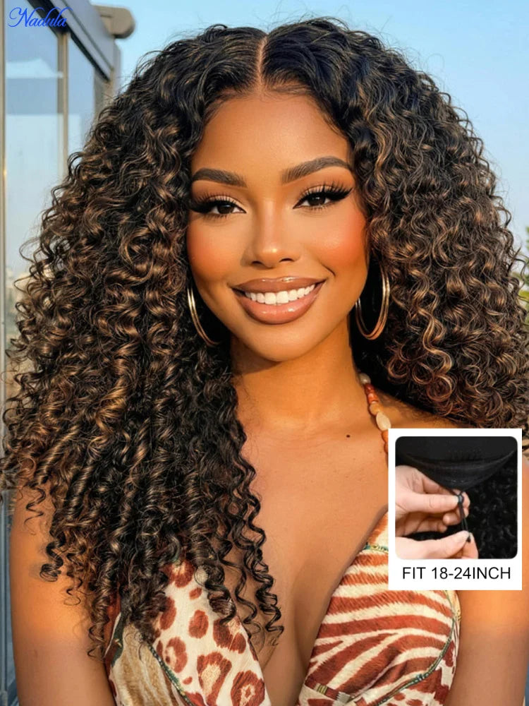 Lace Front Wig – Glueless Burmese Curly – Human Hair – Chestnut Brown | KIMLUD