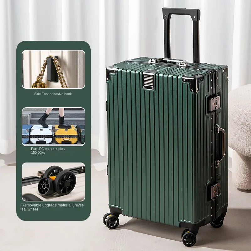Aluminum Frame Lightweight Travel Suitcase — White | KIMLUD