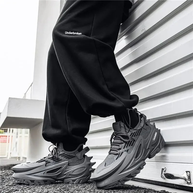 Original Brand Shoes for Man Luxury Knit Breathable Mecha Design Men Sneakers Increased Height Dad Shoes Fashion Socks Shoes