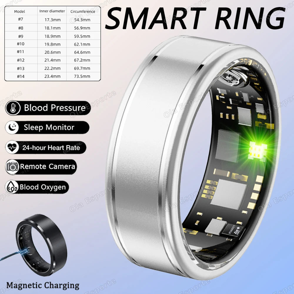 New Blood Pressure Sleep Health Monitor Smart Ring Sport Remote Camera smartring IP68 Waterproof Care for family Rings Men Women