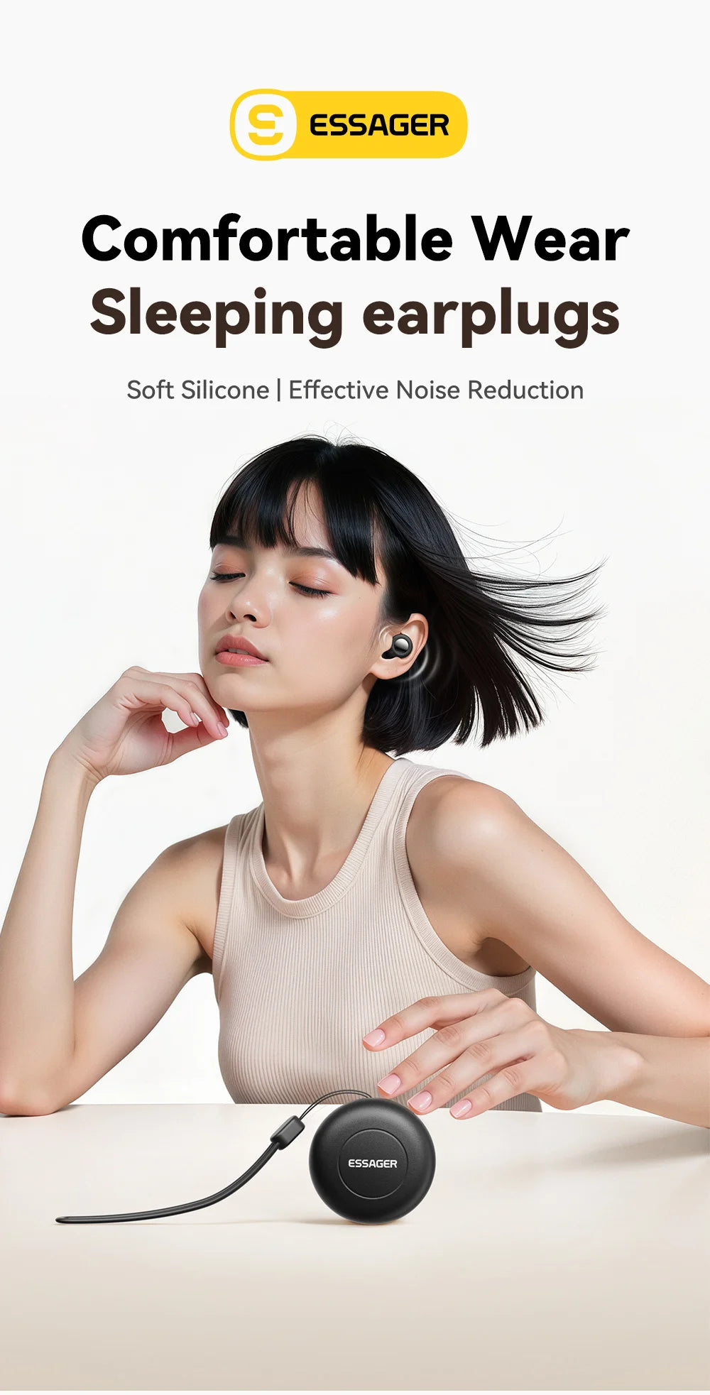 Silicone Sleep Ear Plugs Noise Cancelling Soft Comfort Fit For Sleep Work Travel — White | KIMLUD