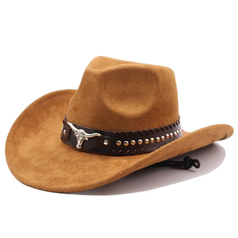 Felt Western Cowboy Hat With Bullhead Rivets — Sand | KIMLUD