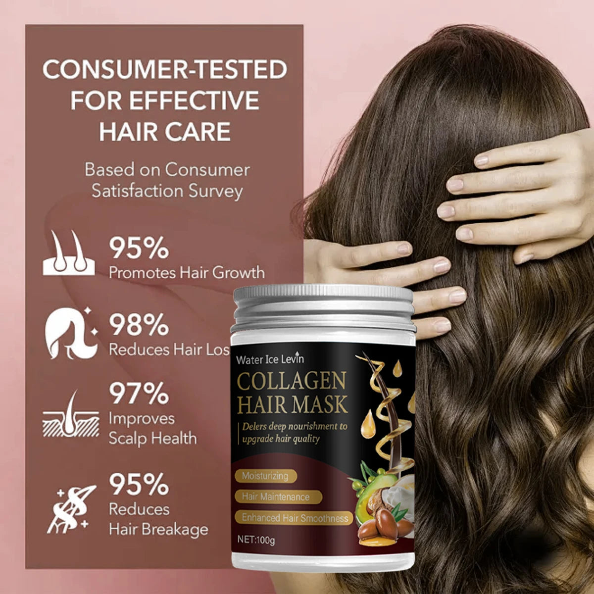 Collagen-Infused Hair Mask With Argan And Coconut Oil For Deep Nourishment And Smoothness — Ebony Black | KIMLUD