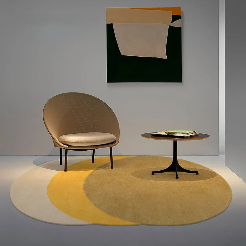 Nordic Plush Wool Rug Irregular Oval Non-Slip — Soft Taupe-Beige | KIMLUD