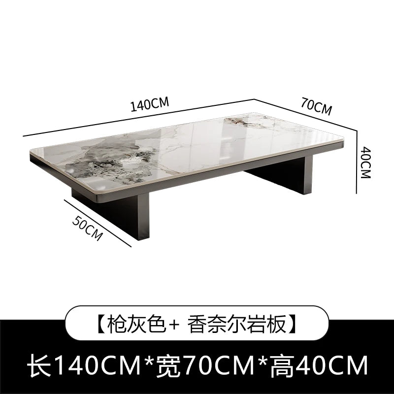 Marble Coffee Table Rectangular Minimalist Design — White | KIMLUD