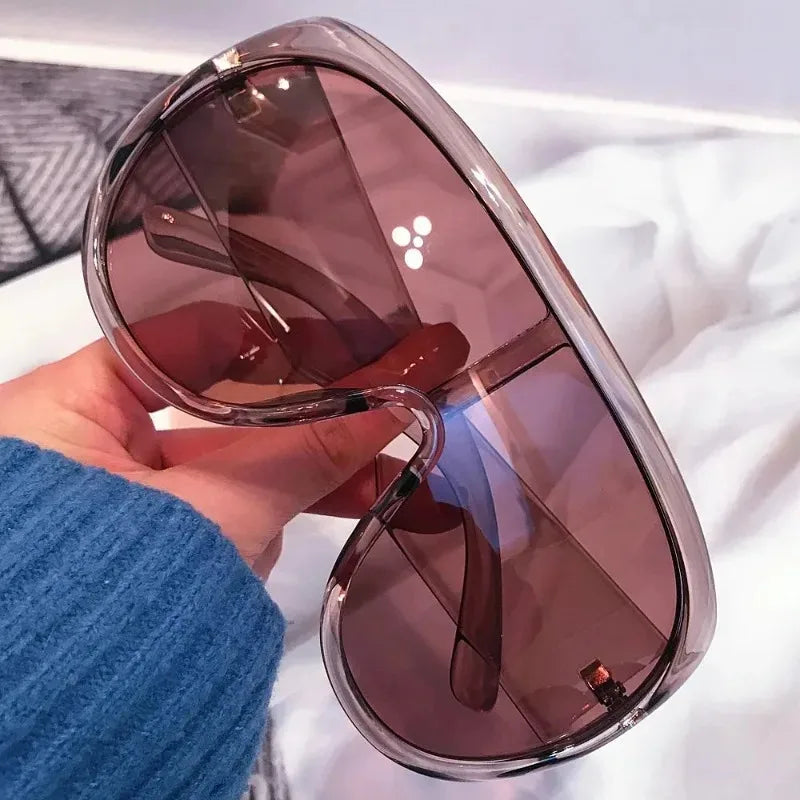 Oversize Shield Sunglasses Gradient Lenses — Black | KIMLUD
