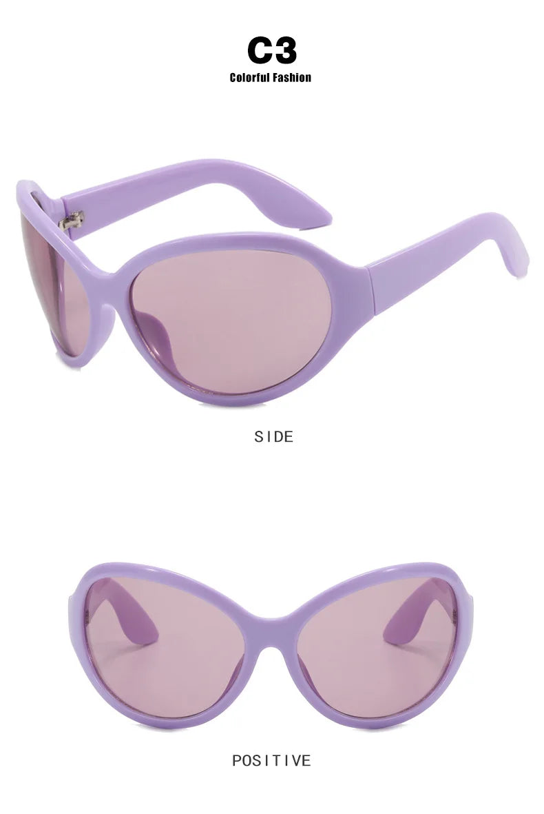 Oversized Oval Frame Sunglasses UV400 Lenses — Black | KIMLUD