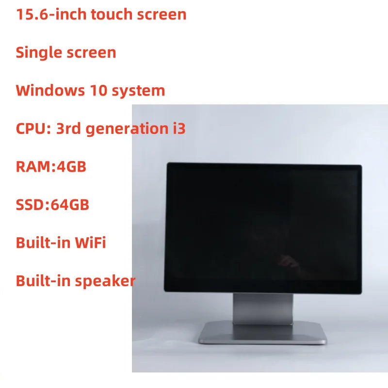 NEW 1366 * 768 Resolution 15.6 Inch Touch Screen Desktop Pos Terminal Cash Register Pos System All in One Windows 10