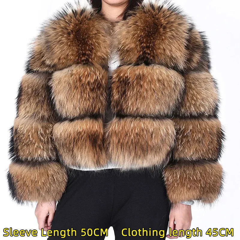 KIMLUD, 2024 maomaokong Super Hot Winter Women Luxury Thick Real Raccoon Fur Coat Natural Fox Fur Jacket Plus Size Jackets Female Vest, KIMLUD Womens Clothes