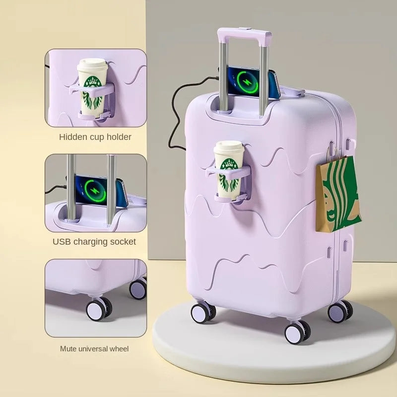 Luggage Set 28 inch Large Capacity Suitcase Trolley Case 20/22/24/26 inch Travel Suitcase USB Port Boarding Box Cosmetic Case