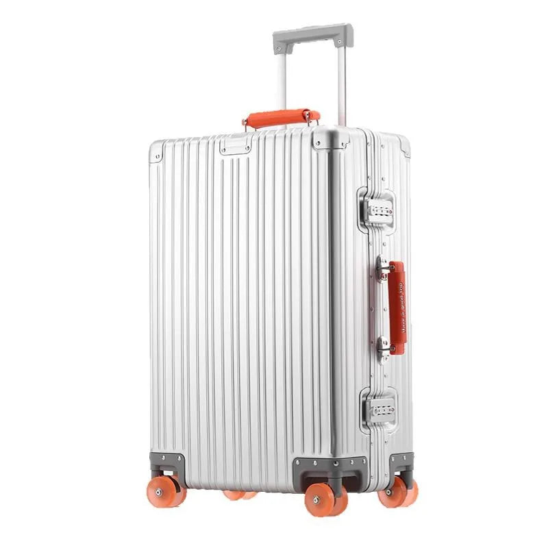 Women Men 2025 New Aluminum Suitcase 20"inch Carry on Rolling Luggage 29inch Trolley Case With Wheels