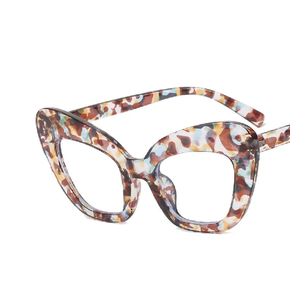 Cat Eye Eyewear Frame – Anti Blue Light – Plastic Oversized Leopard | KIMLUD