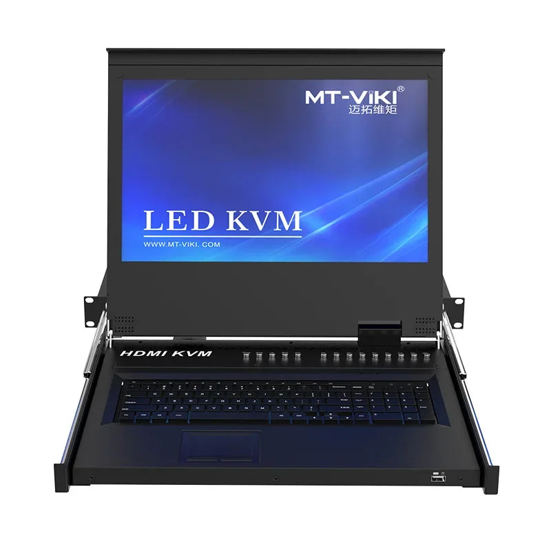 Aluminum KVM Console 17.3 Inch LED HDMI 8 Port — Silver | KIMLUD