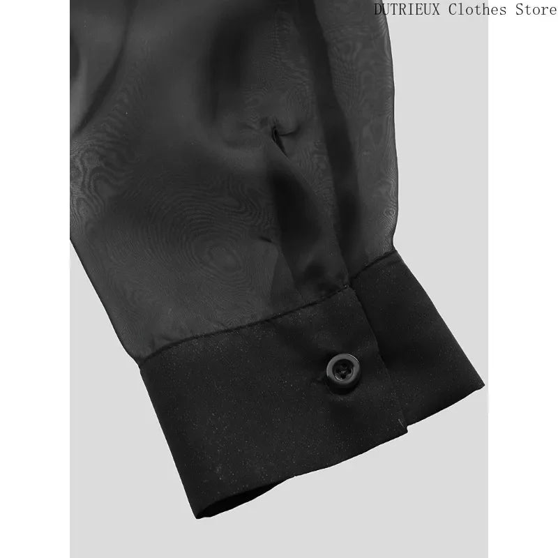 Semi-Sheer Polyester Shirt Breathable — Black | KIMLUD
