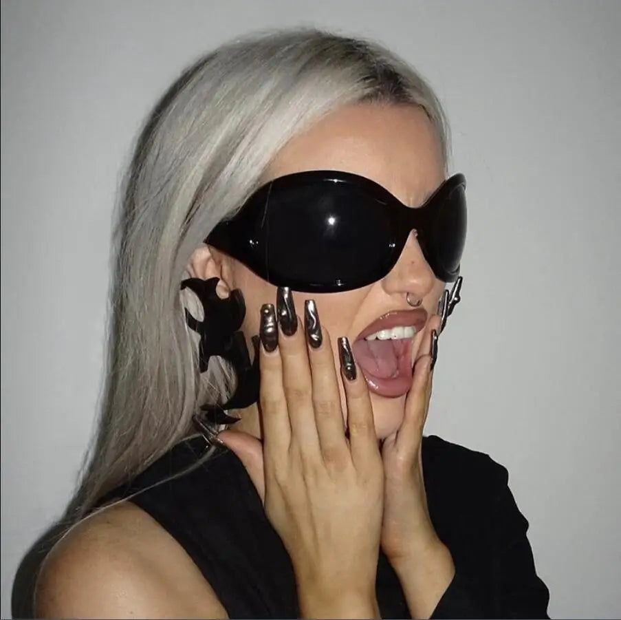 Oversized Plastic Sunglasses Oval — Ivory | KIMLUD