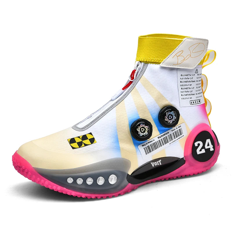 New basketball shoes male high top students wear-resistant outdoor concrete actual combat flying woven breathable combat boots