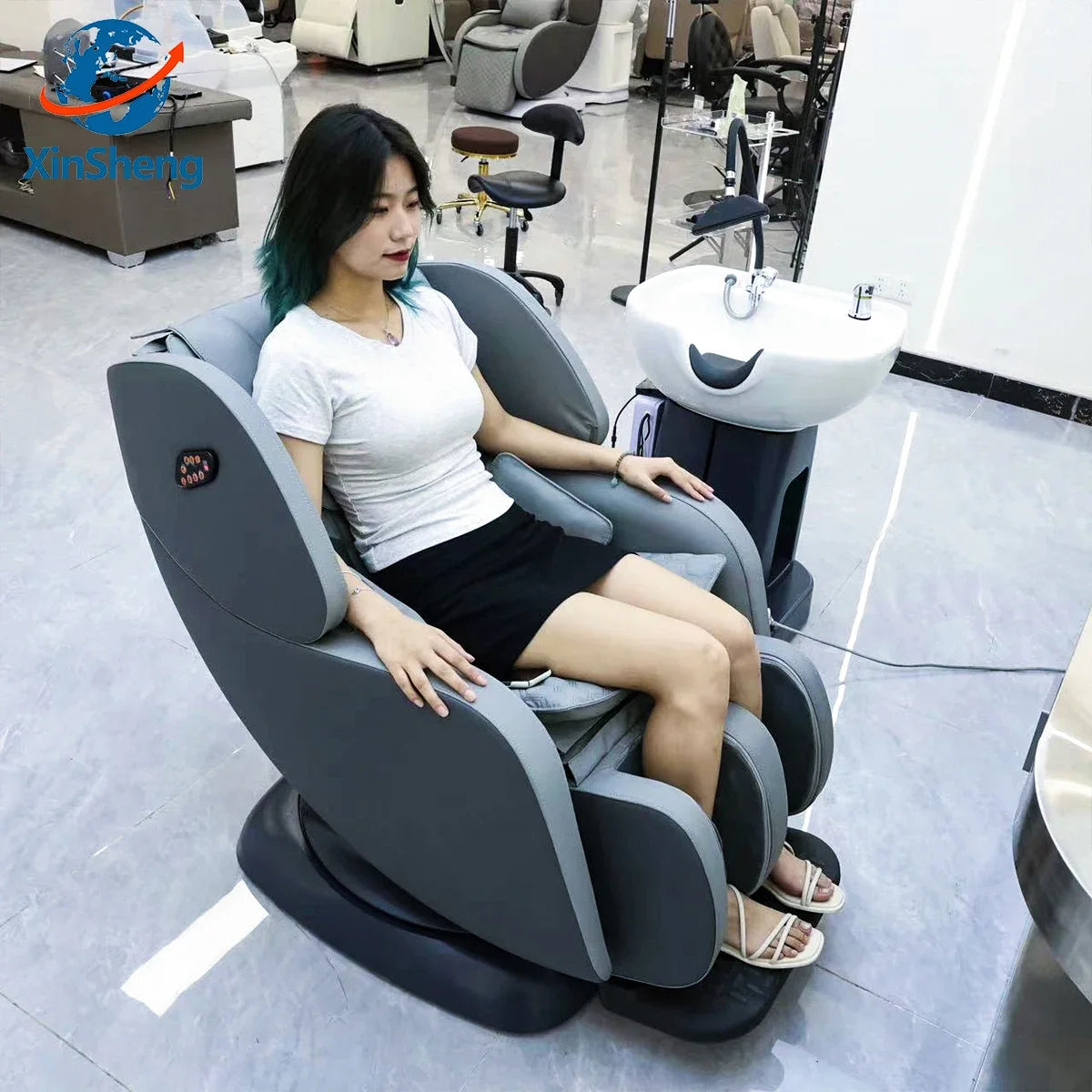 XinSheng Professional Rotating Shampoo Chair Hair Head SPA Chairs Headspa Salon Furniture Barber Chair Shampoo Bed Barber Beds