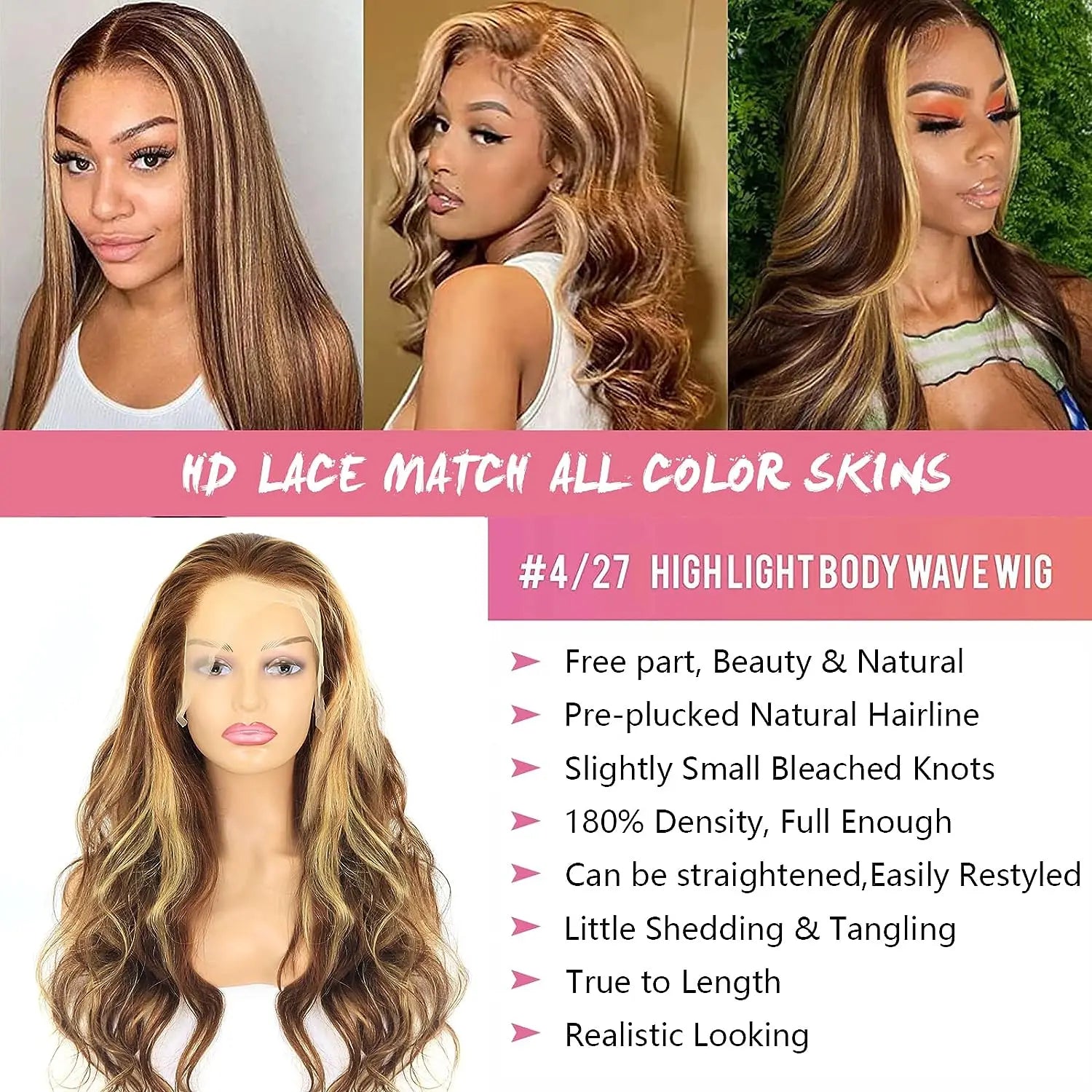 Lace Front Wig – 13x6 HD Lace Front – Human Hair – P4/27 Ombre | KIMLUD