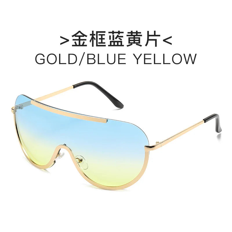 Oversized Punk Sunglasses Metal Frame — Black | KIMLUD